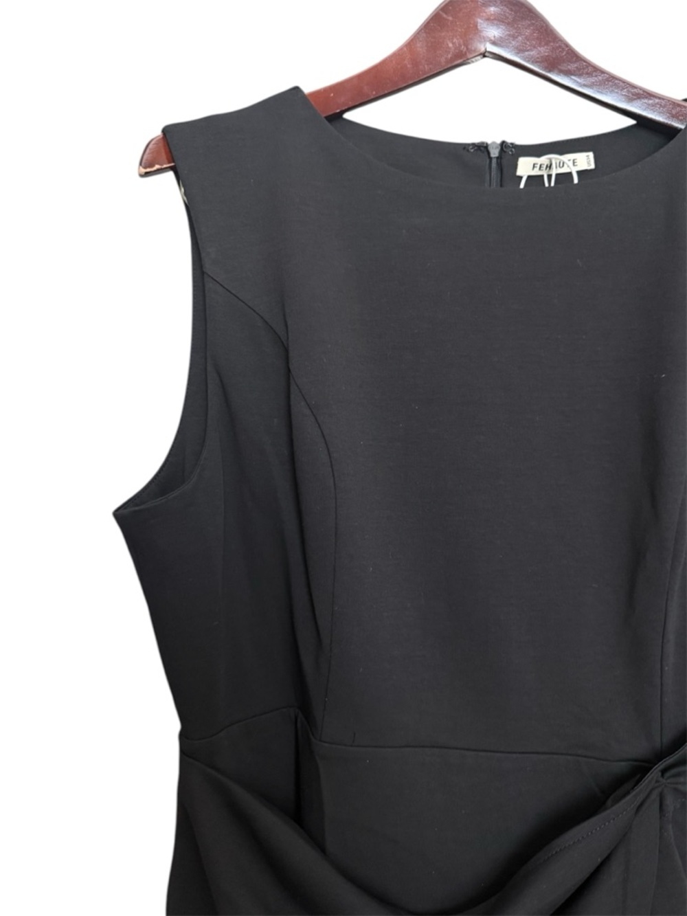 Fehaute Black Midi Dress Sleeveless Midi Ruffle Bow New Size 14 - Picture 3 of 13